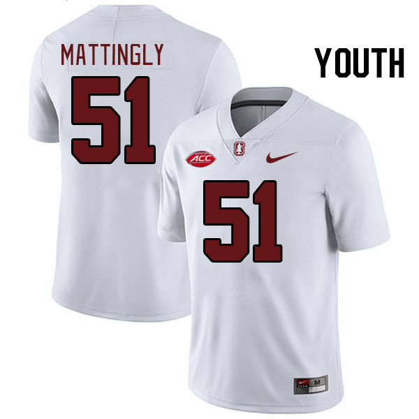 Youth #51 Sam Mattingly Stanford Cardinal 2024 ACC Conference College Football Jerseys Stitched-Whit